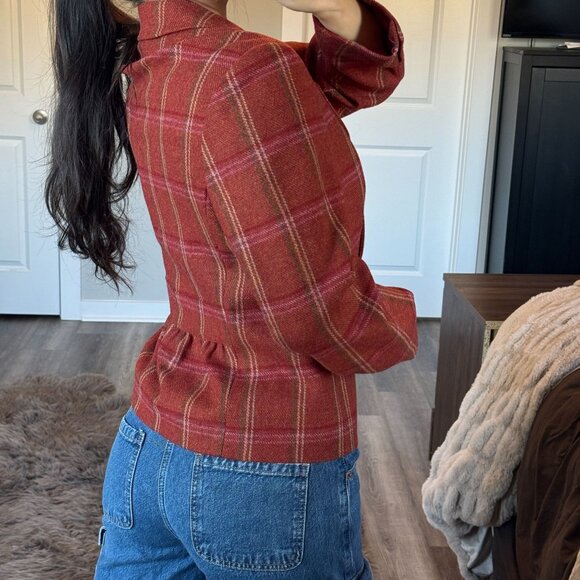 Vintage Talbots Wool Plaid Blazer Classic Grandmacore Feminine Peplum Academia - Picture 3 of 8